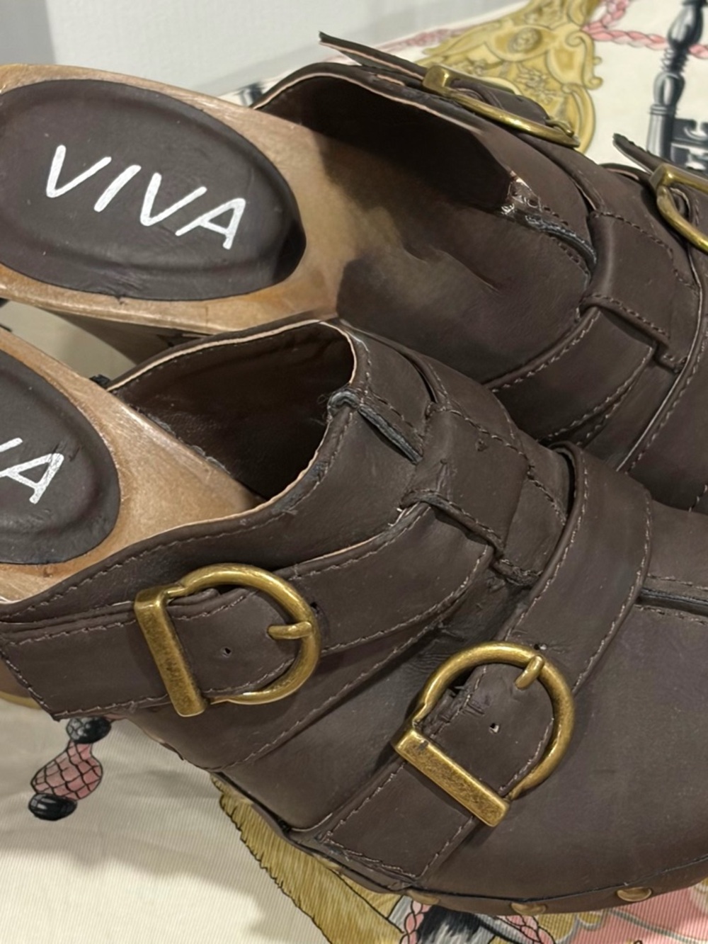 Brown Leather Buckle Clogs — Slip-On Comfort